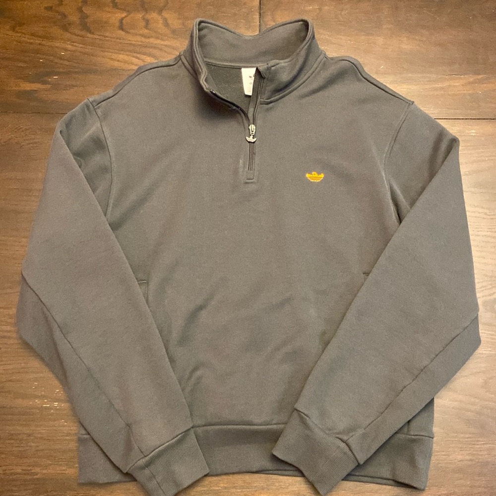 Adidas Trefoil 1/4 Zip. Size L. Black. Condition 8.5./10.